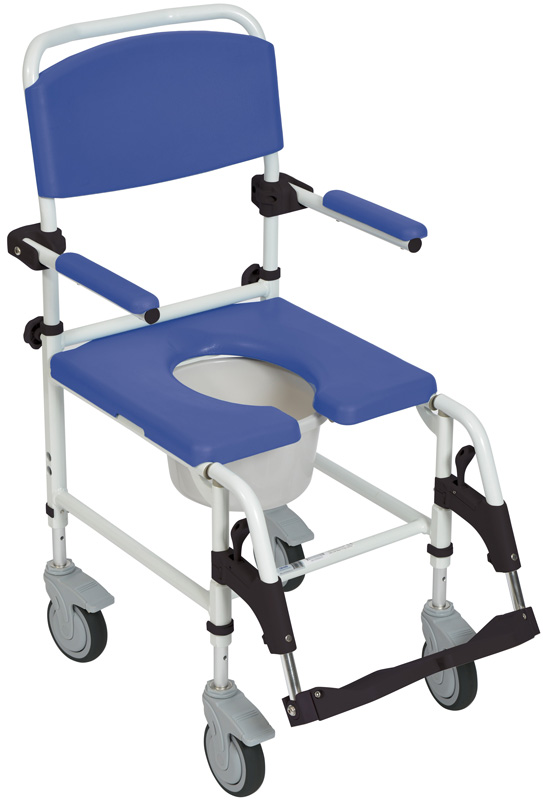 Drive Medical Design Aluminum Rehab Shower Commode Chair with Four Rear