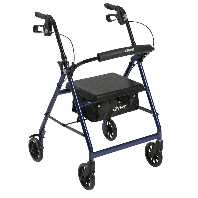 Drive Medical Drive Medical Design Aluminum Rollator Blue, 6" Casters