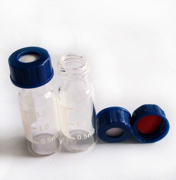 Agilent Clear Vials With Write On Spot Blue Cap Ptfe Red Rubber Septum Pk