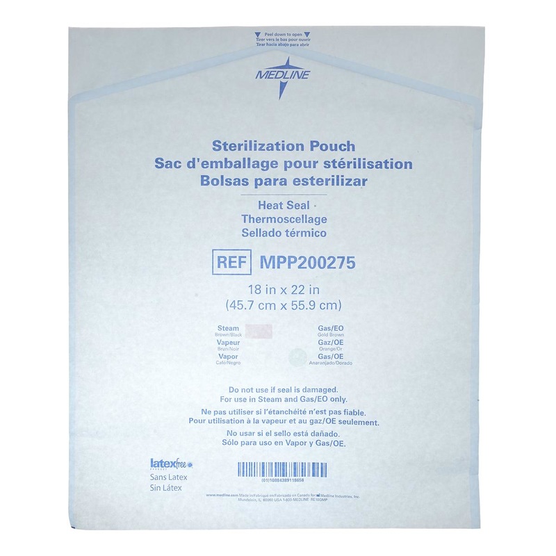 Medline Steam/Gas Instrument Sterilization Pouches, HEAT SEAL 18" X 22